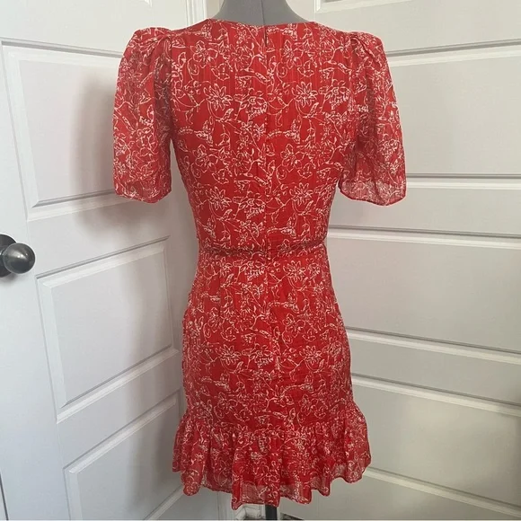 Parker Krislyn Silk Printed Ruched Mini Dress Size 2 - Picture 8 of 9